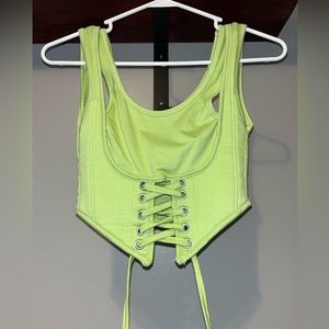 PrettyLittle Thing Green Crop Tank Top